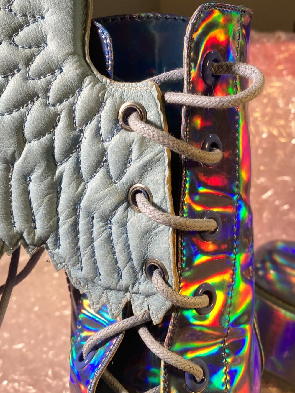 Dolls Kill Club EXX Arctic Angel Holographic Platform Boots - Picture 9 of 9